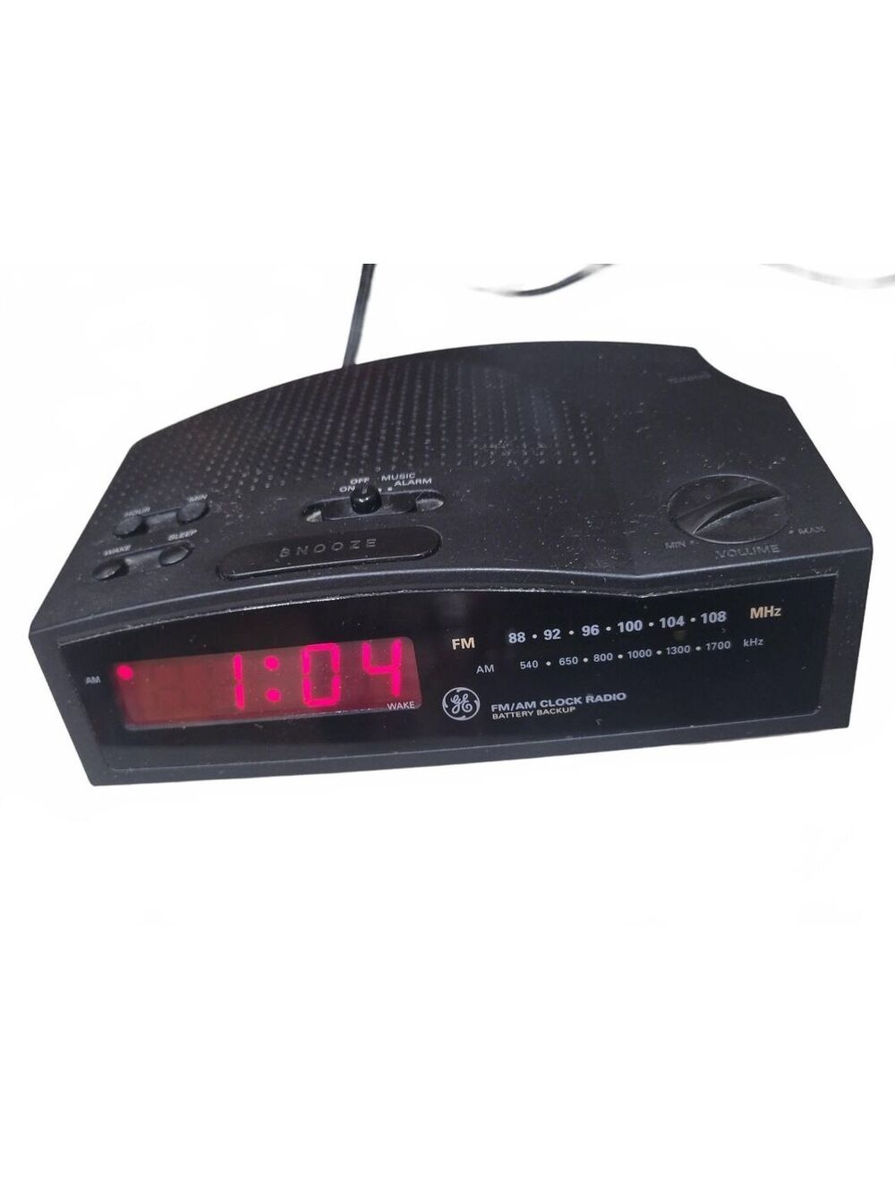 GE 7-4813B Digital Red LCD AM/FM Alarm Clock Radio - Works